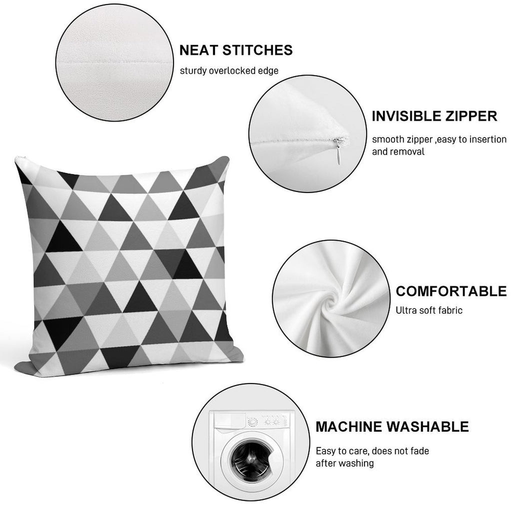 Triangles in Black, Grey And White Soft Warmth Comfort Throw Pillow
