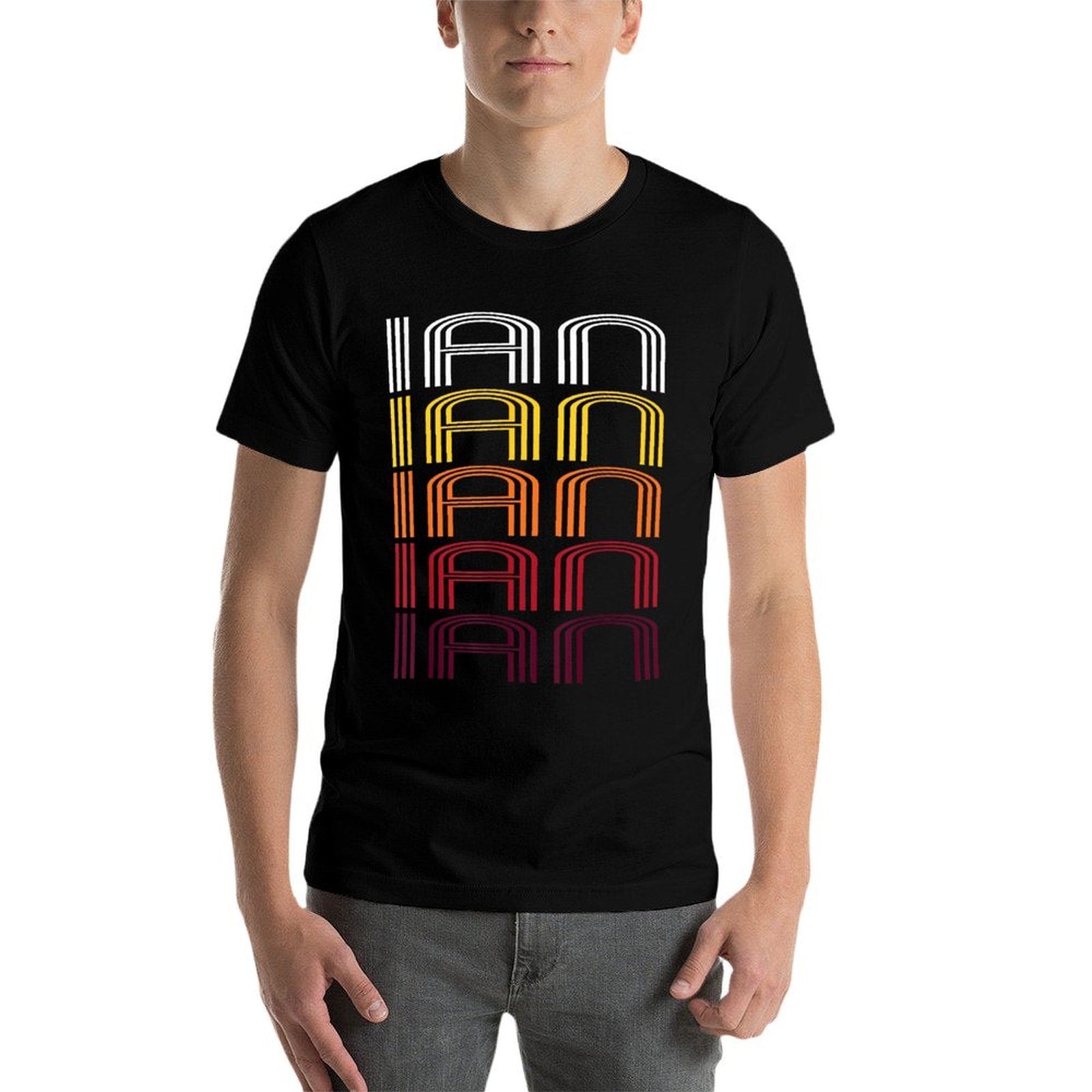 Ian Retro Wordmark Pattern - Vintage Style T-shirt  Summer-ready Fabric T-Shirt