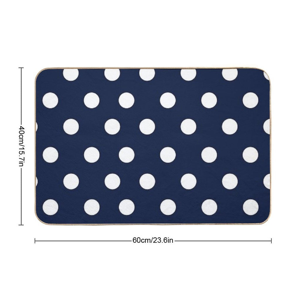 Navy Blue And White Large Polka Dot  Slip-Resistant Bath Mat