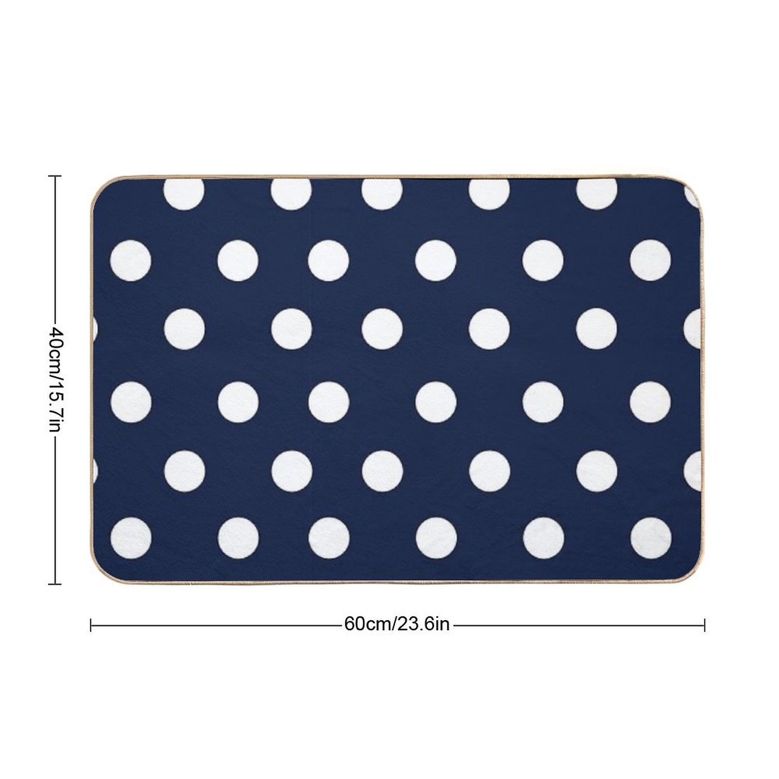 Navy Blue And White Large Polka Dot  Slip-Resistant Bath Mat