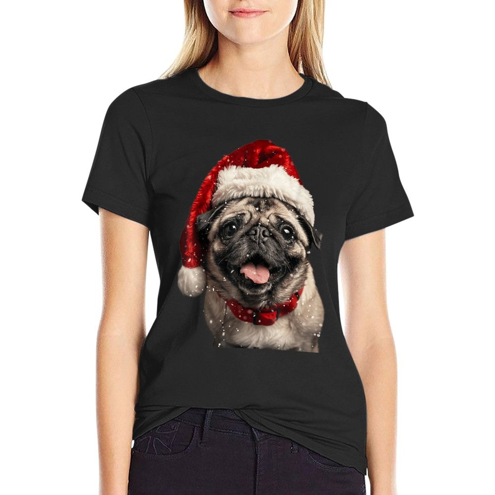 Pug Christmas  Heathered Texture T-Shirt