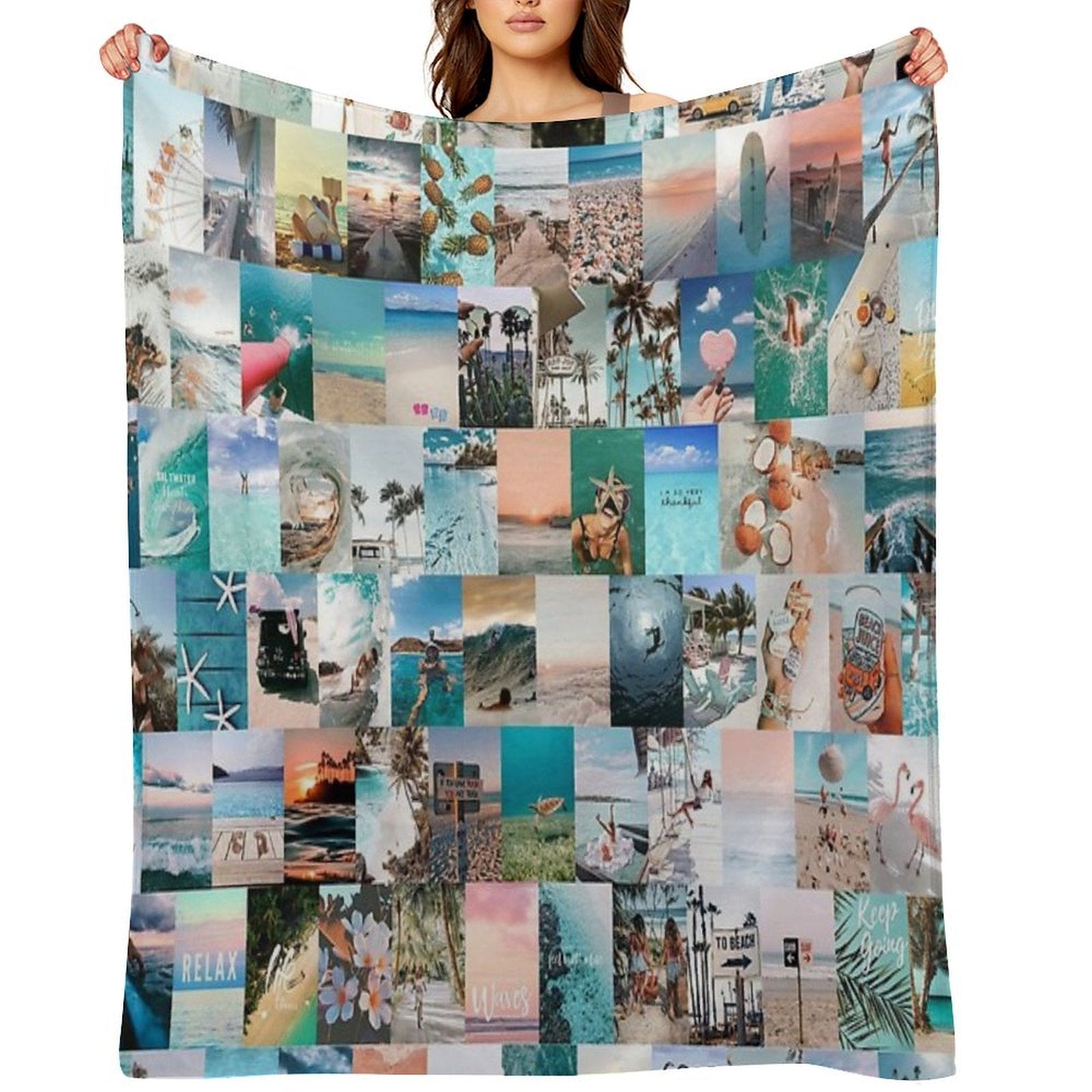 Beach Aesthetic Collage Durable Throw Blanket