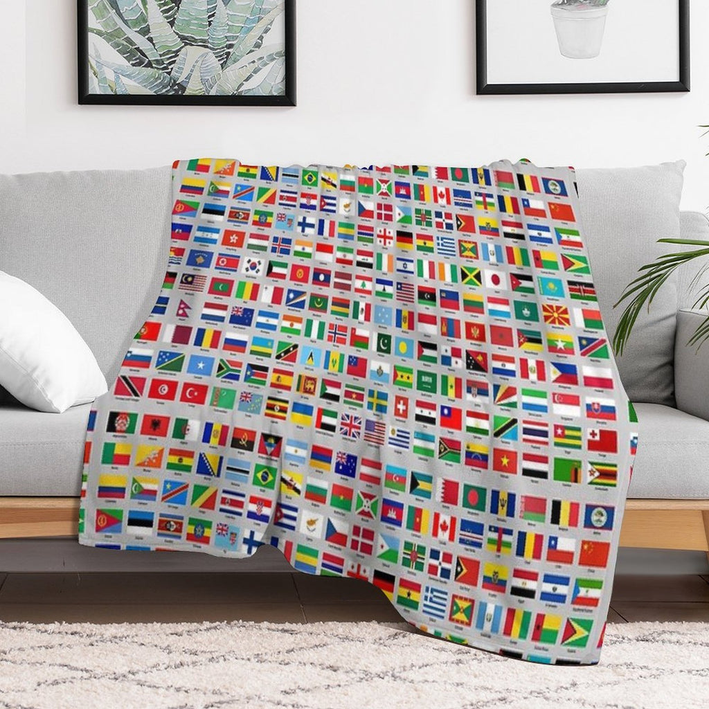 All of The Current World Flags Every Nation Velvety-soft Throw Blanket