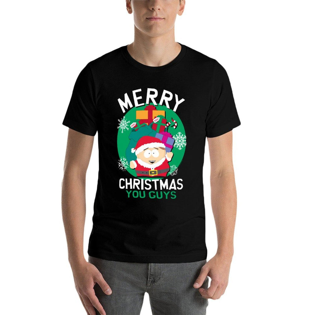 South Park Merry Christmas Cartman Funny Holiday Cartoon  Ribbed Collar T-Shirt