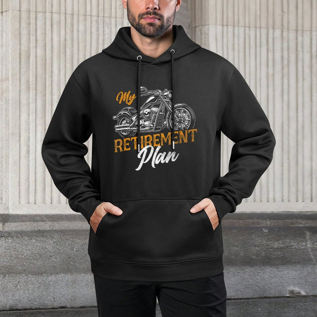 Classic Retired Motorcycle Biker My Retirement Plan Grandpa Medium-Weight Fabric Hoodie