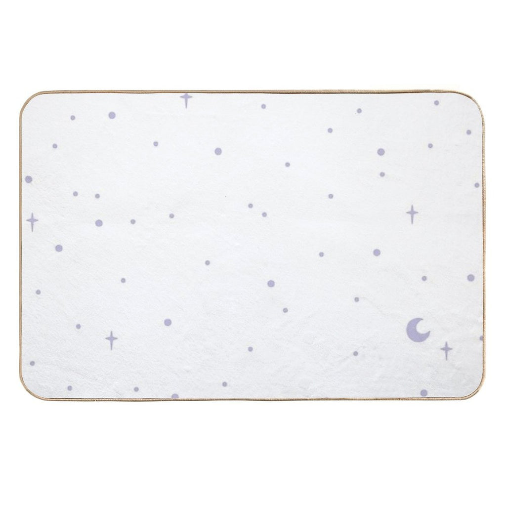 Lilac Stars on White  Easy Maintenance Bath Mat