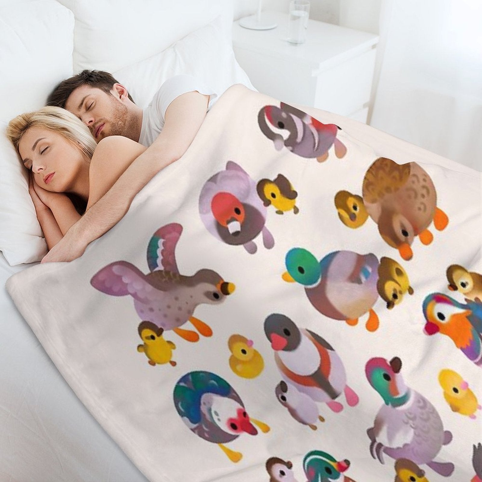 Duck And Duckling All-season Throw Blanket