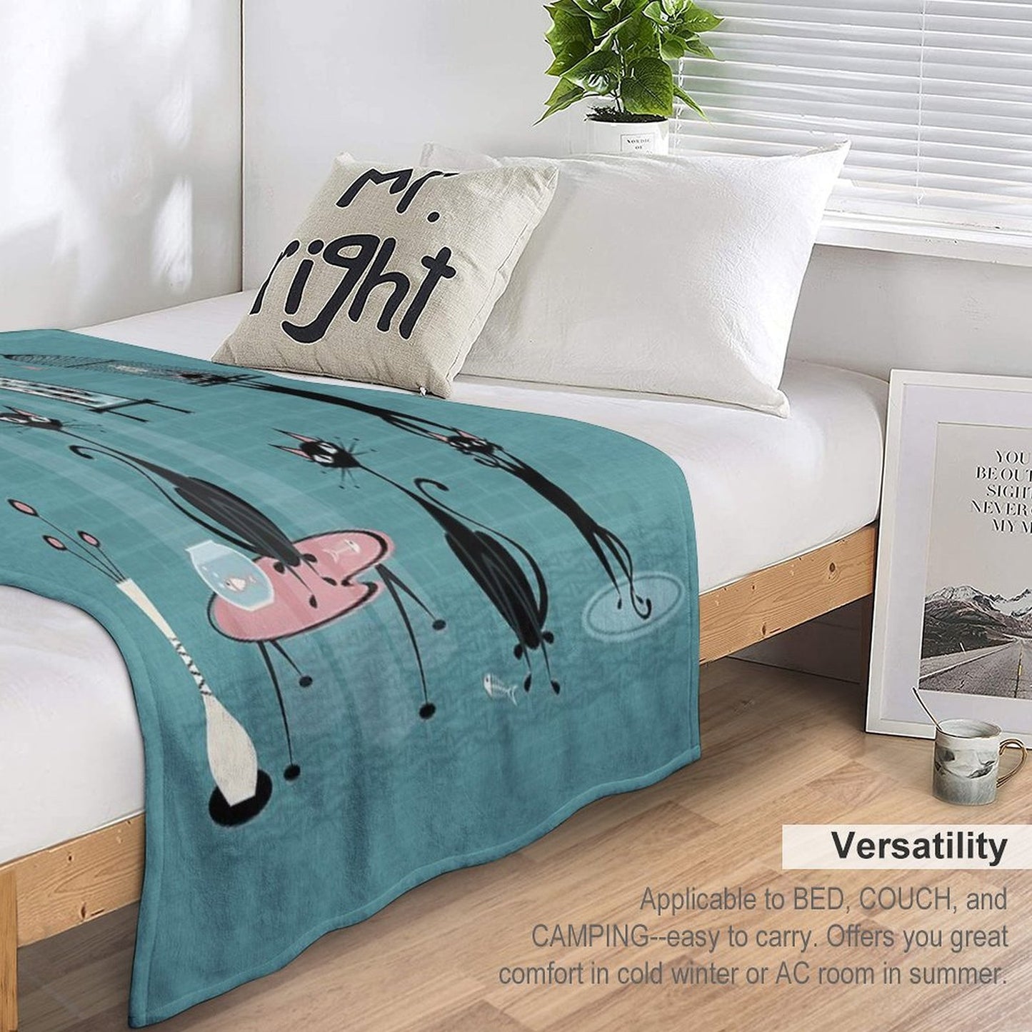 Mid Century Kitty Mischief III ©studioxtine Quick-dry Throw Blanket