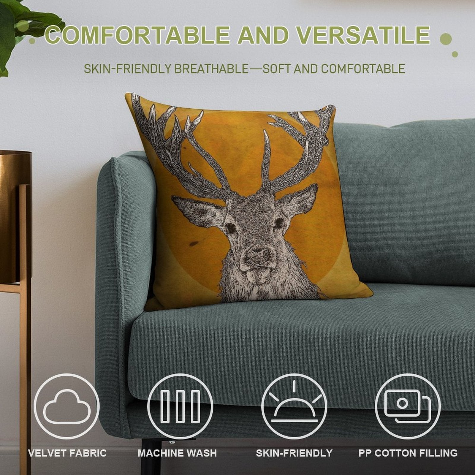Wild Stag's Head Soft Ultra-Soft Texture Throw Pillow