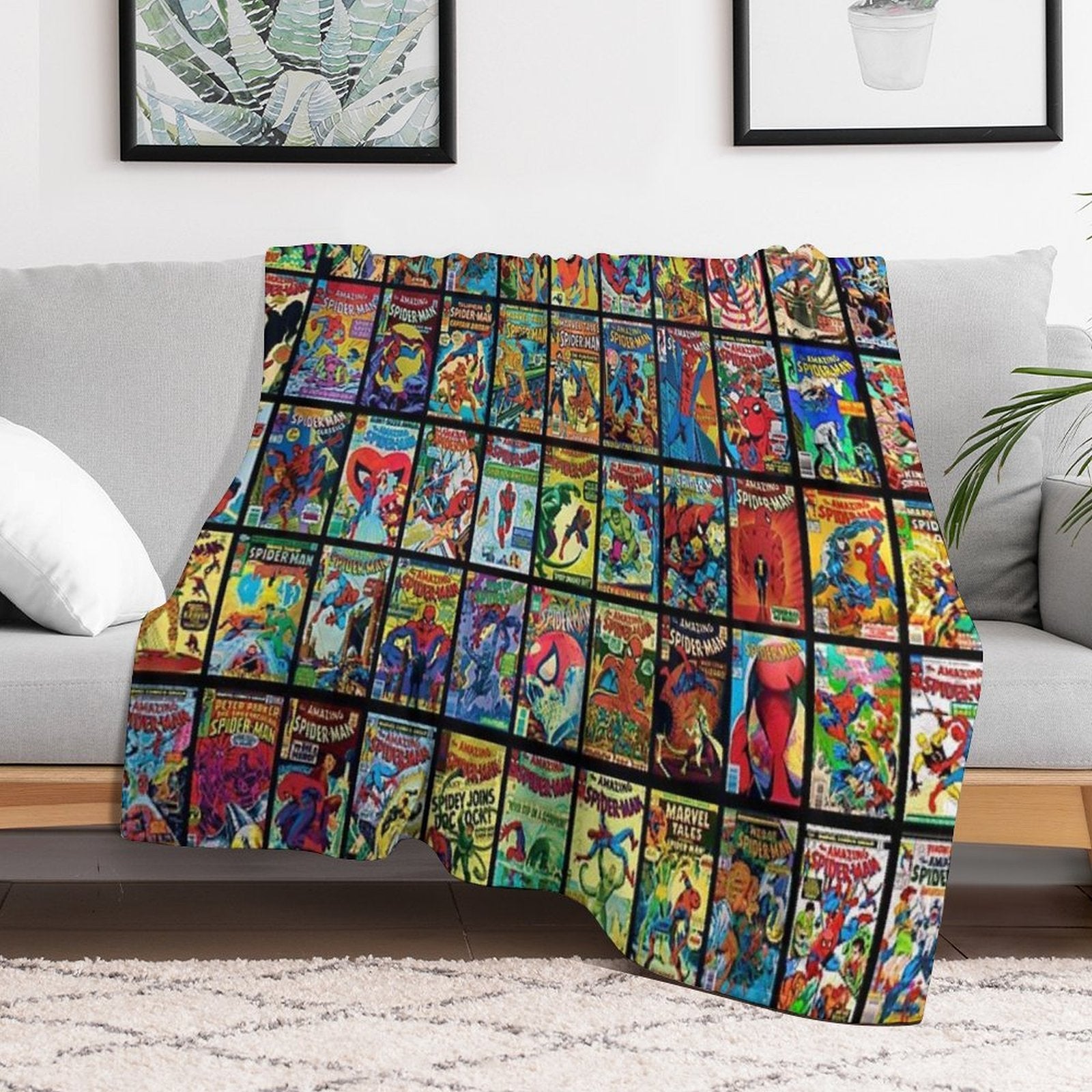 Vintage Superhero Comic Book Collection Pattern 3 Compact Throw Blanket