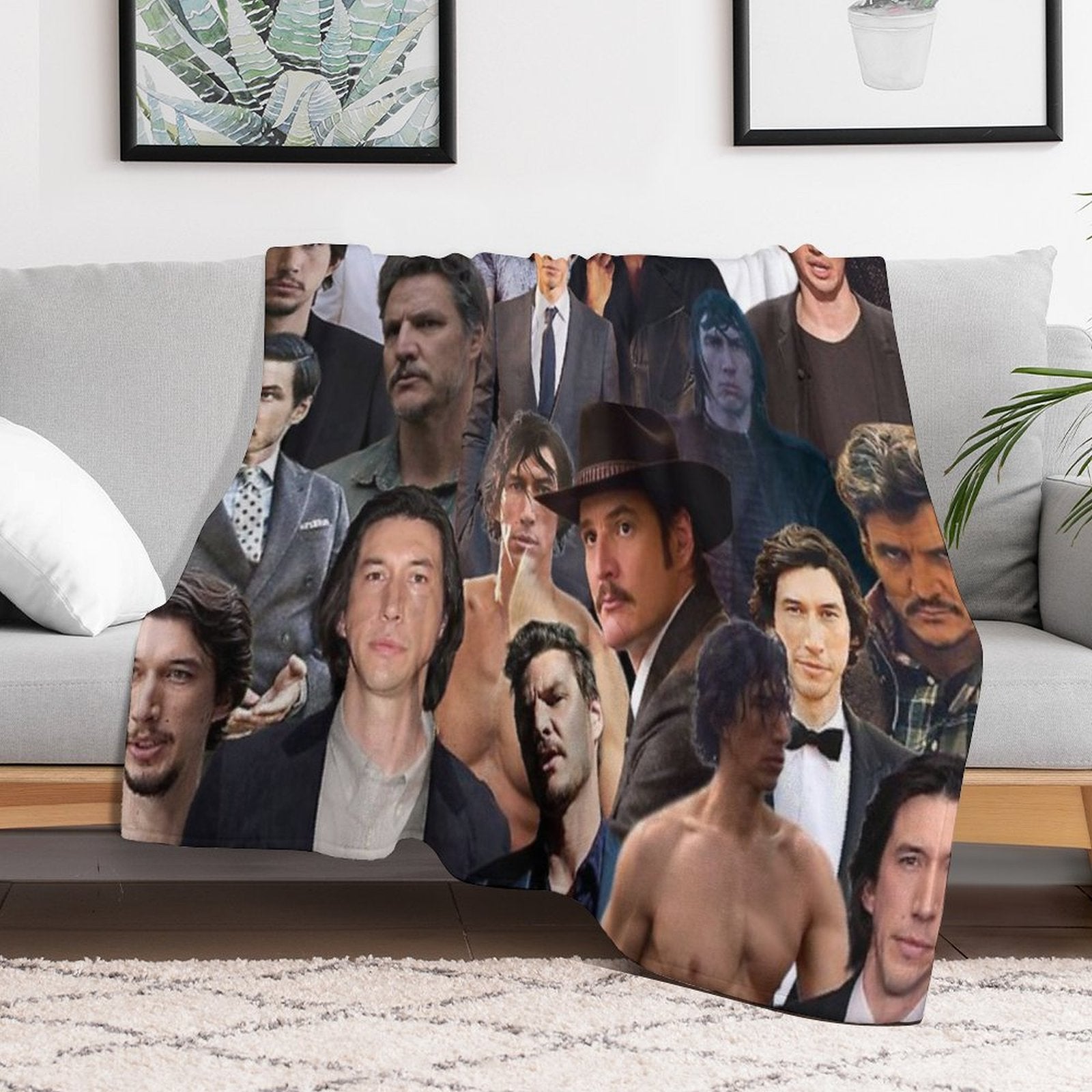 Pedro Pascal And Adam Driver Photo Collage Velvety-soft Throw Blanket