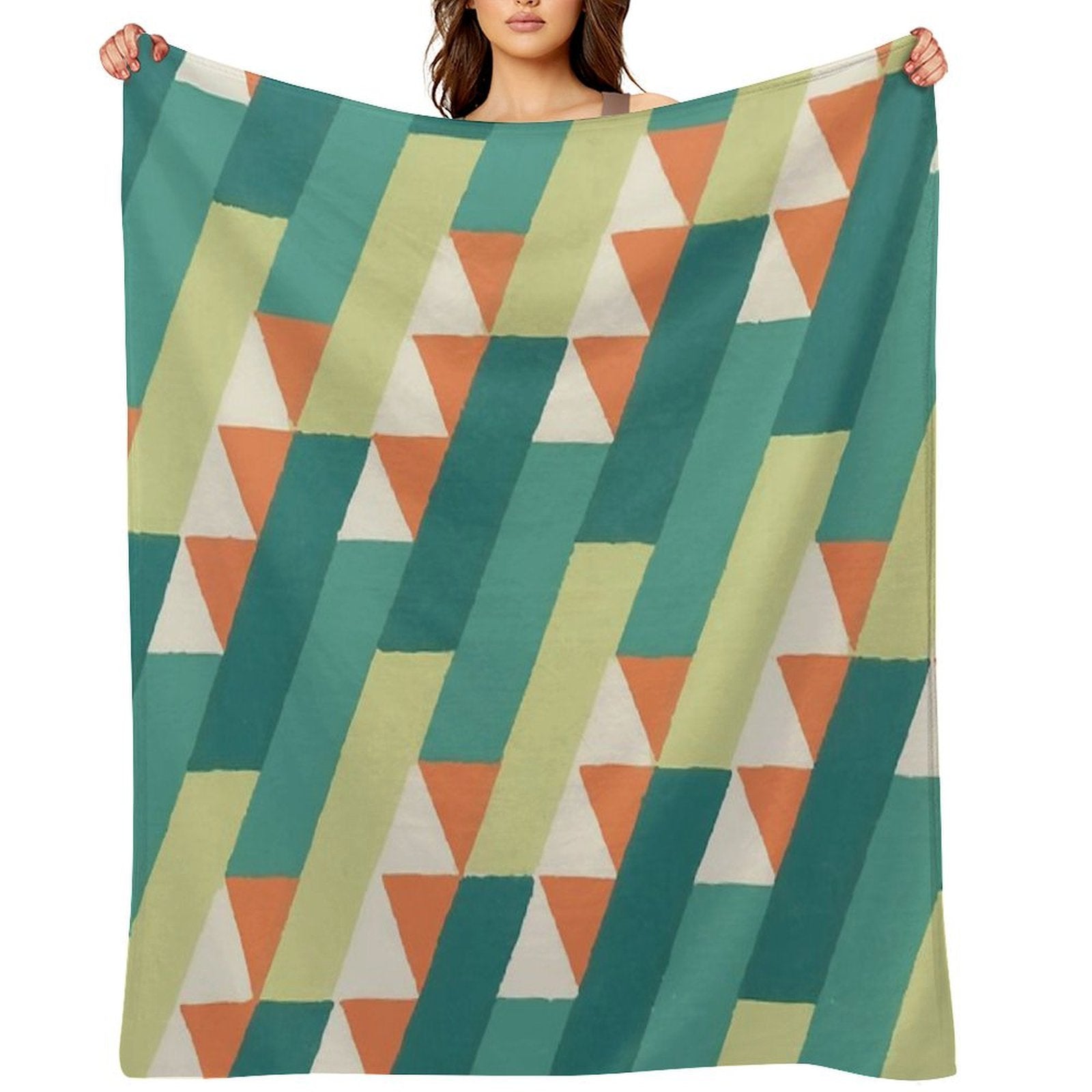 Diagonal Geometric Pattern – Vibrant Retro Style Shrink-resistant Throw Blanket
