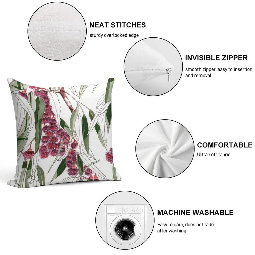 Flowering Gum Pink Australian Eucalyptus Leaves Soft Anti-Pilling Throw Pillow
