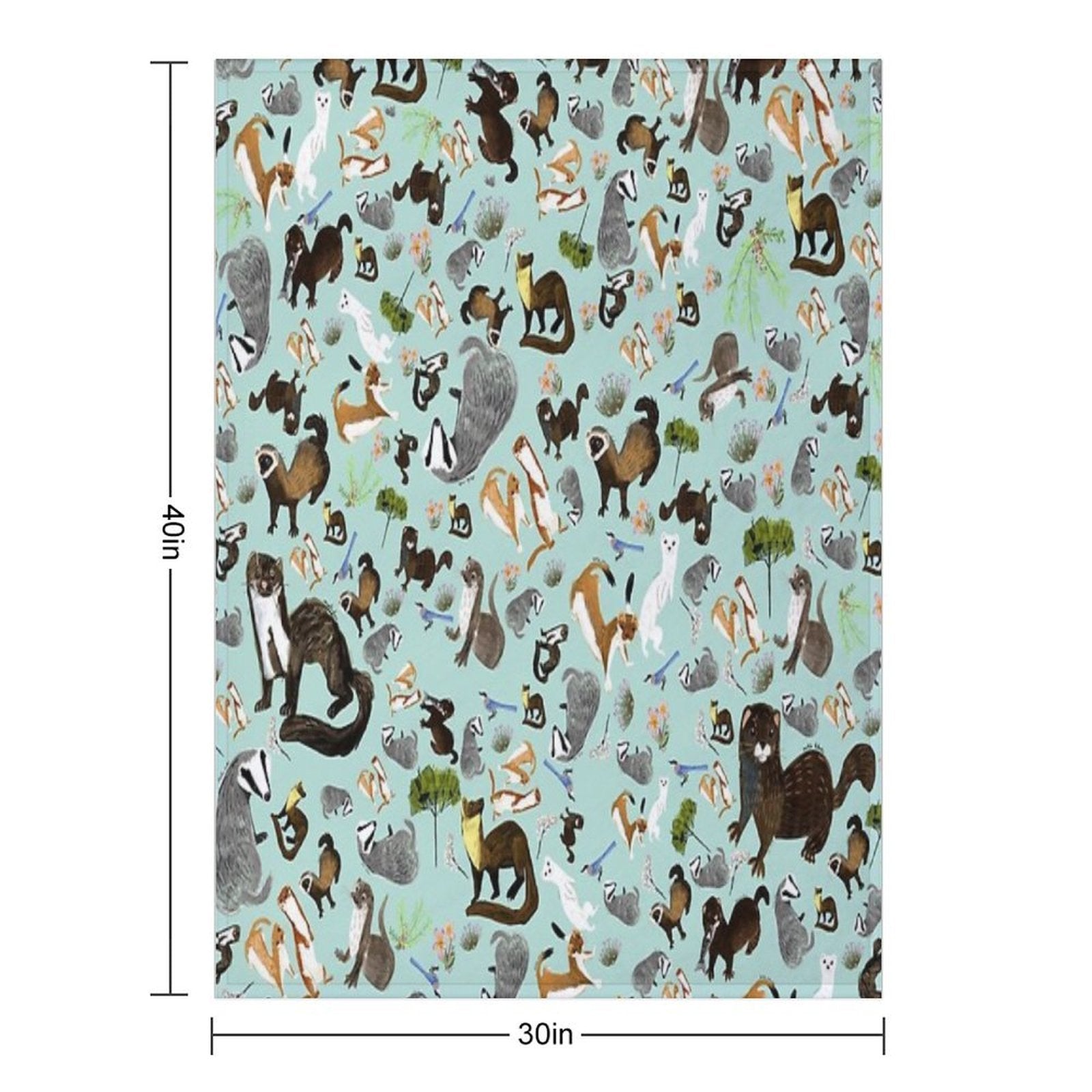 Mustelids from Spain Pattern Plush Throw Blanket