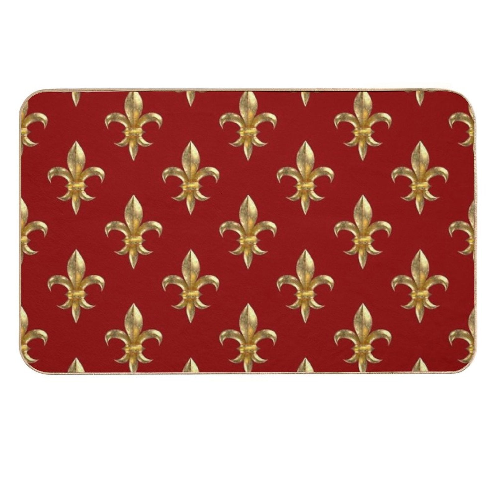 Fleur De Lys  Fleur De Lis 3D Gold Look Pattern, Small Corroded  Stain-Proof Bath Mat