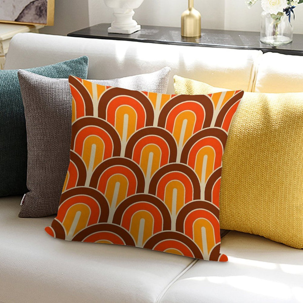 Retro Gradated Geometric Fan Pattern 821 Soft Skin-Friendly Throw Pillow