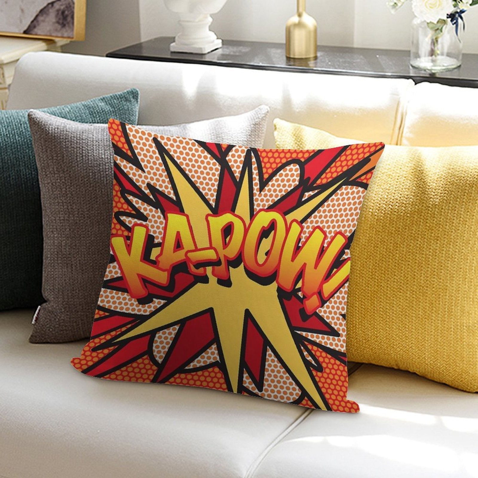 KA-POW Comic Book Pop Art Cool Fun Soft Warmth Comfort Throw Pillow