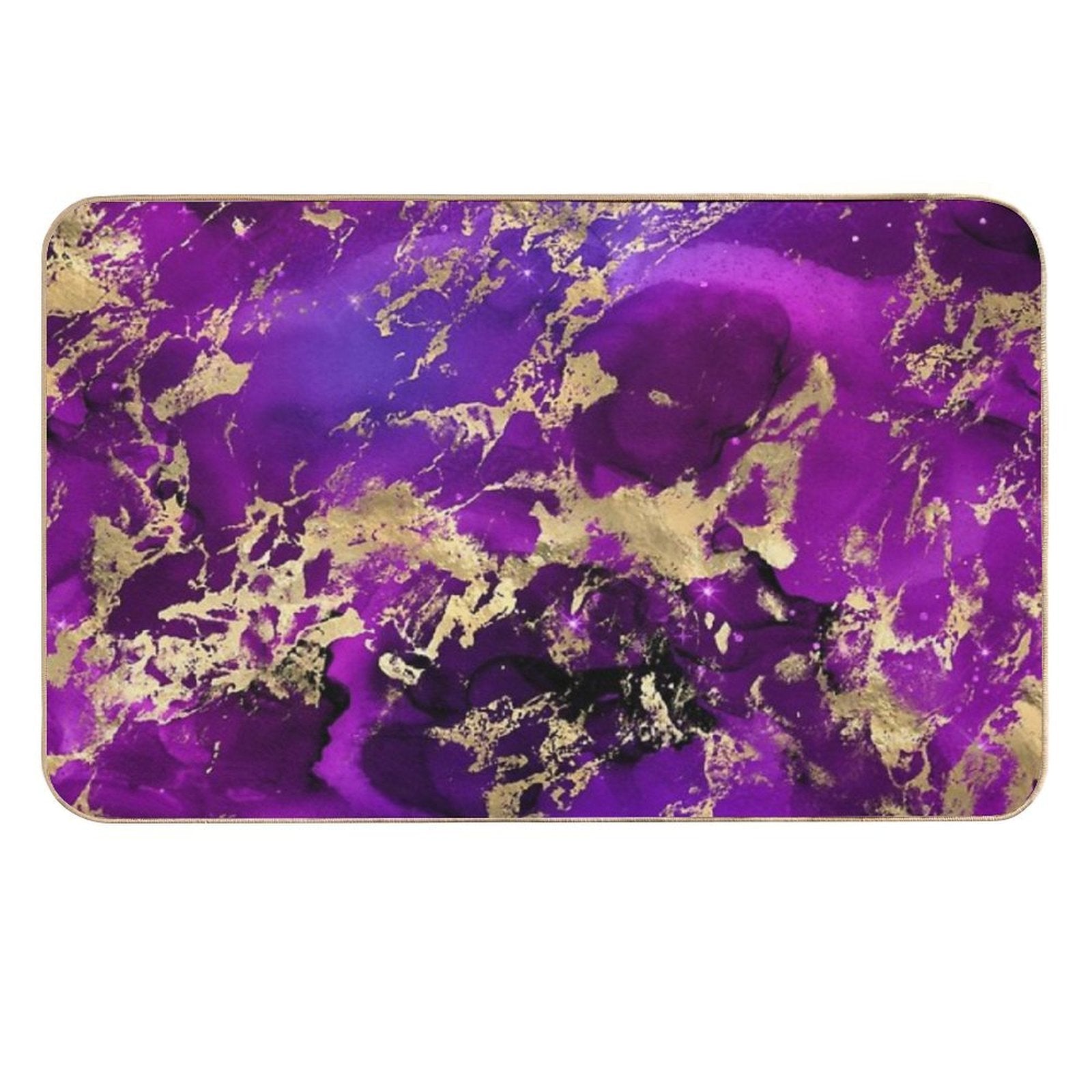 Marble Galaxy in Royal Purple And Gold Splash  Easy Maintenance Bath Mat