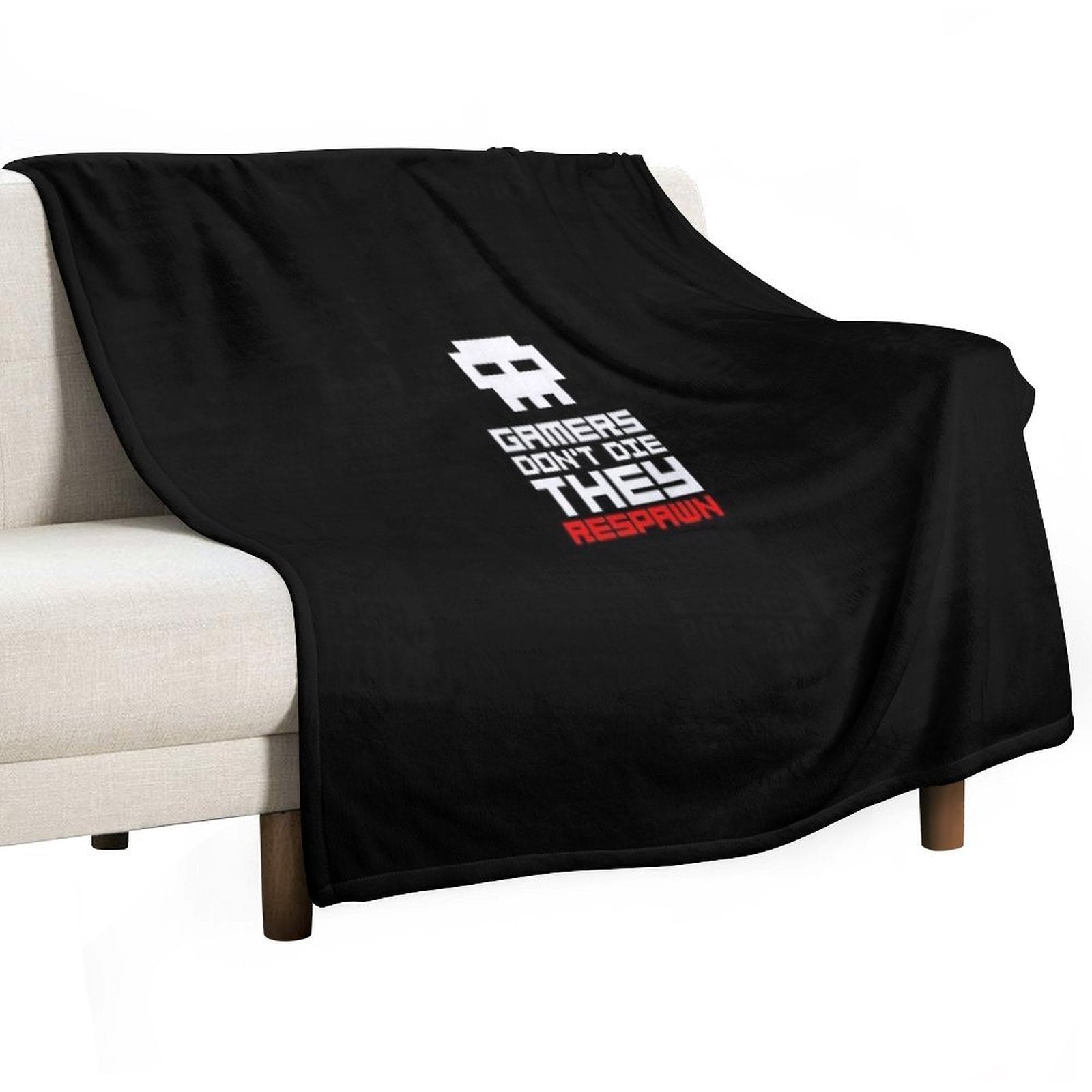 Pixel Skull Gamers Don't Die Lightweight Throw Blanket