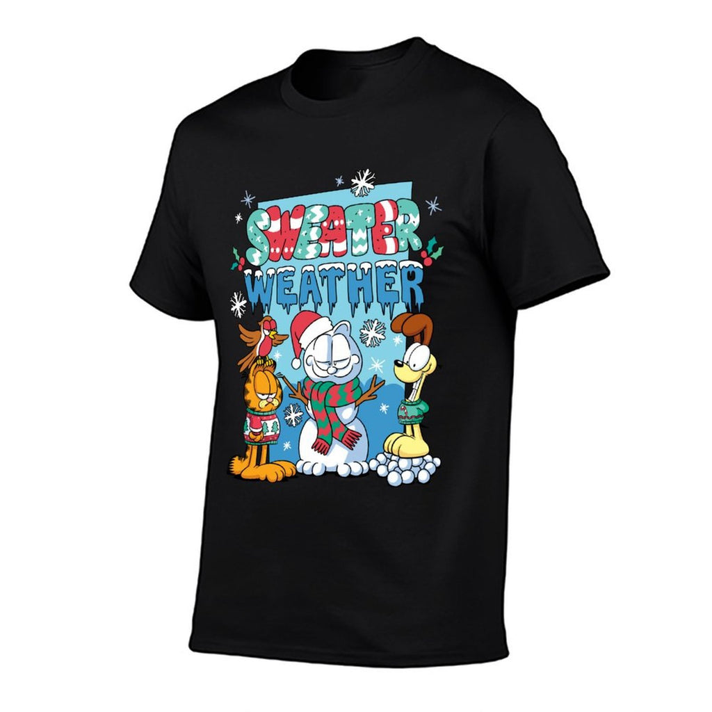 Garfield And Odie Christmas Sweater Weather  Tagless Design T-Shirt