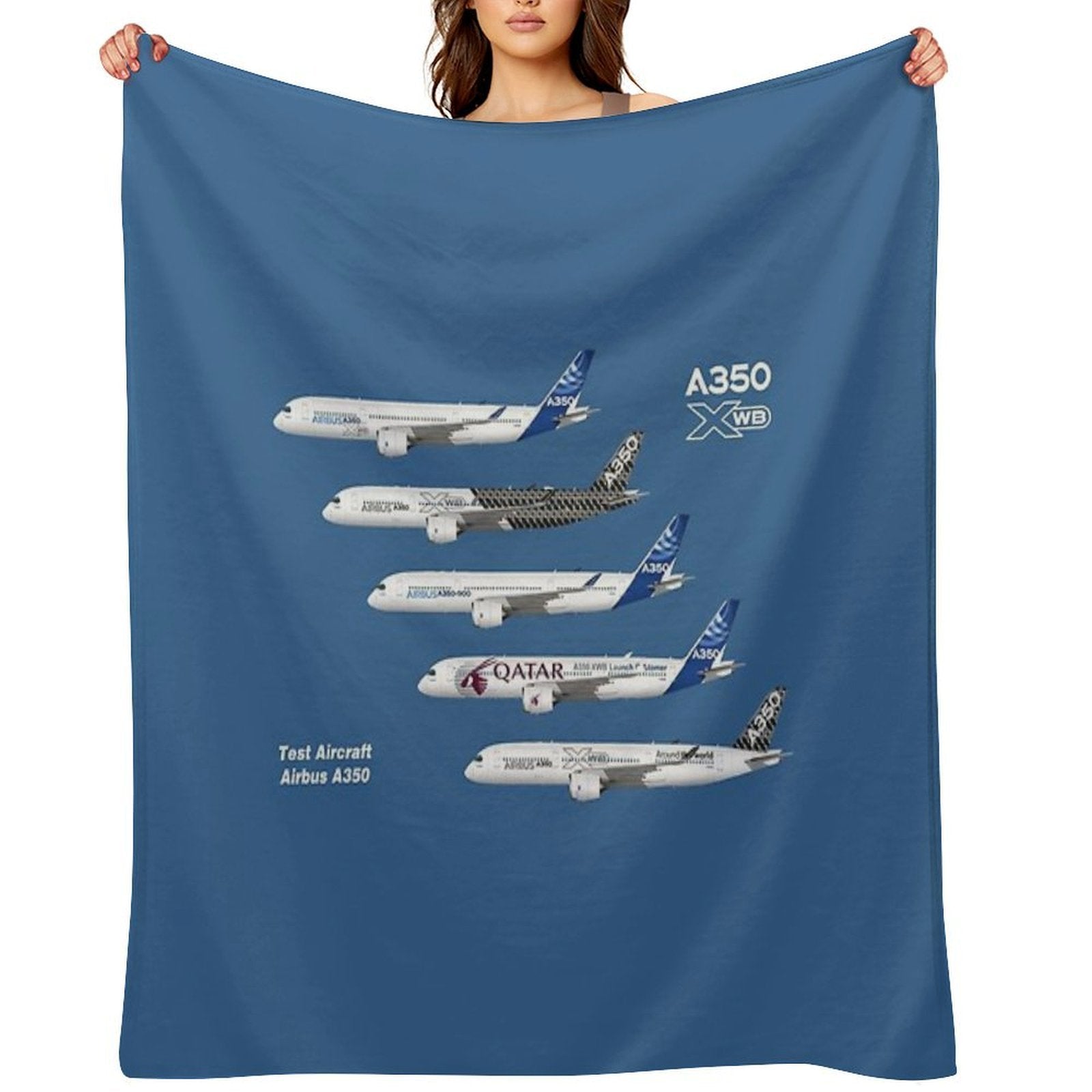Airbus A350 Test Aircraft Fleet Illustration Lightweight Throw Blanket
