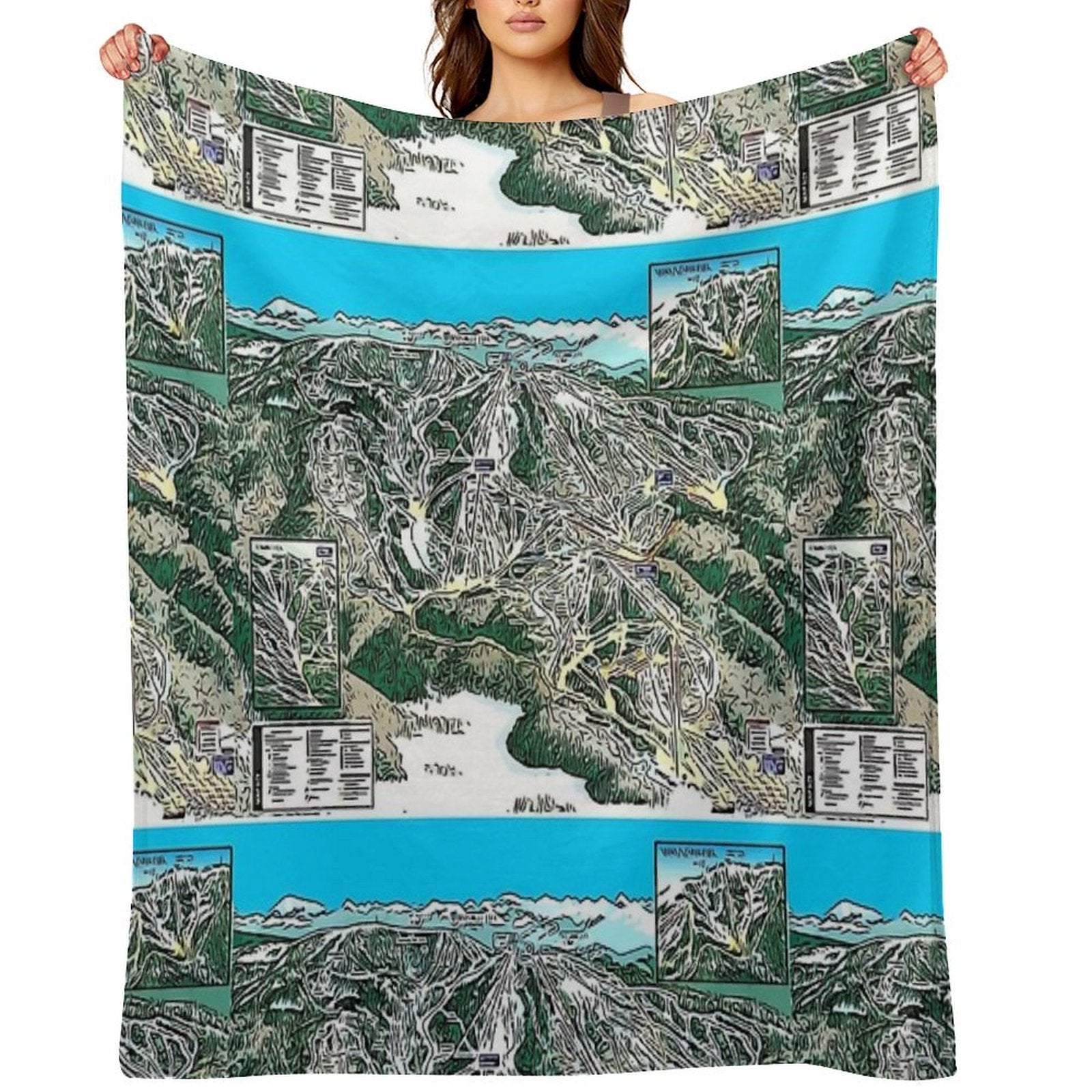 Steamboat Ski Map Durable Throw Blanket