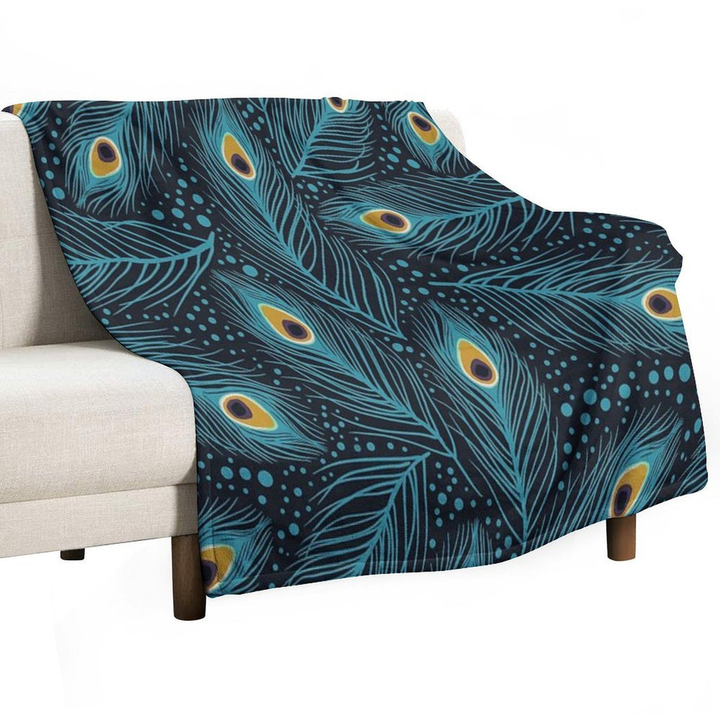 Feather Fantasy. Peacock Feathers Machine-washable Throw Blanket