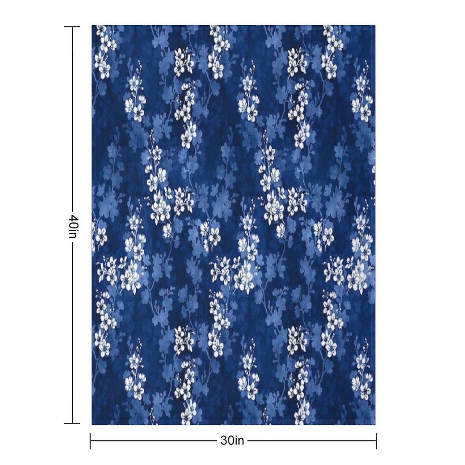 Sakura Blossom in Deep Blue Velvety-soft Throw Blanket