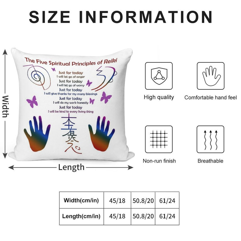 The 5 Principles of Reiki Soft Hidden Zipper Throw Pillow