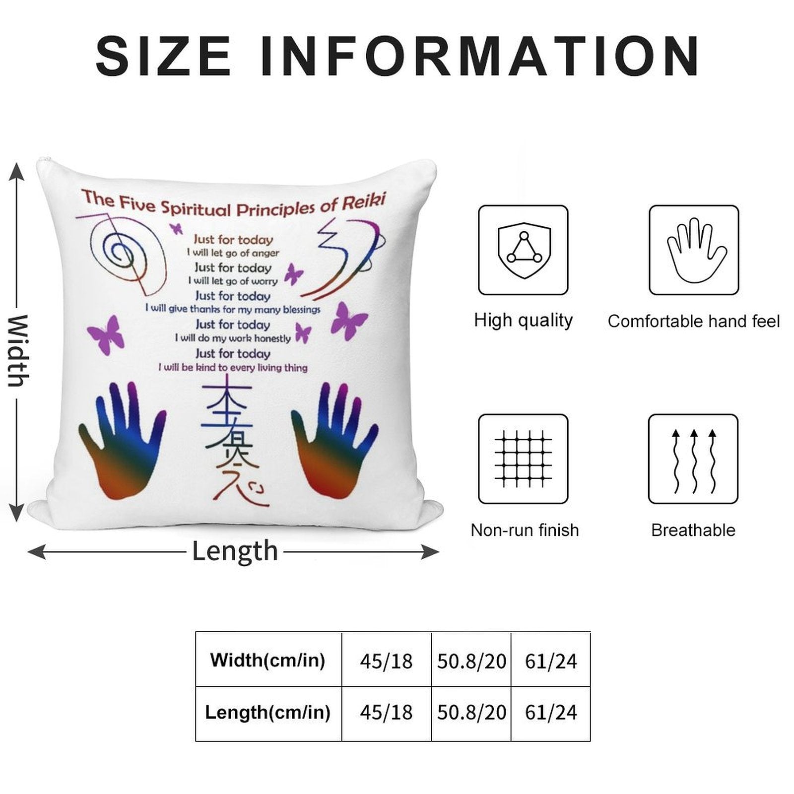 The 5 Principles of Reiki Soft Hidden Zipper Throw Pillow