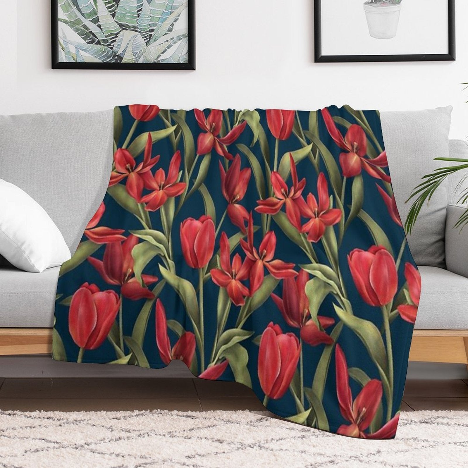 The Red Garden Plush Throw Blanket