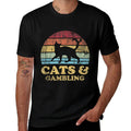 Funny Cats Gambling Vintage Distressed Retro Hobby  Relaxed-fit T-Shirt