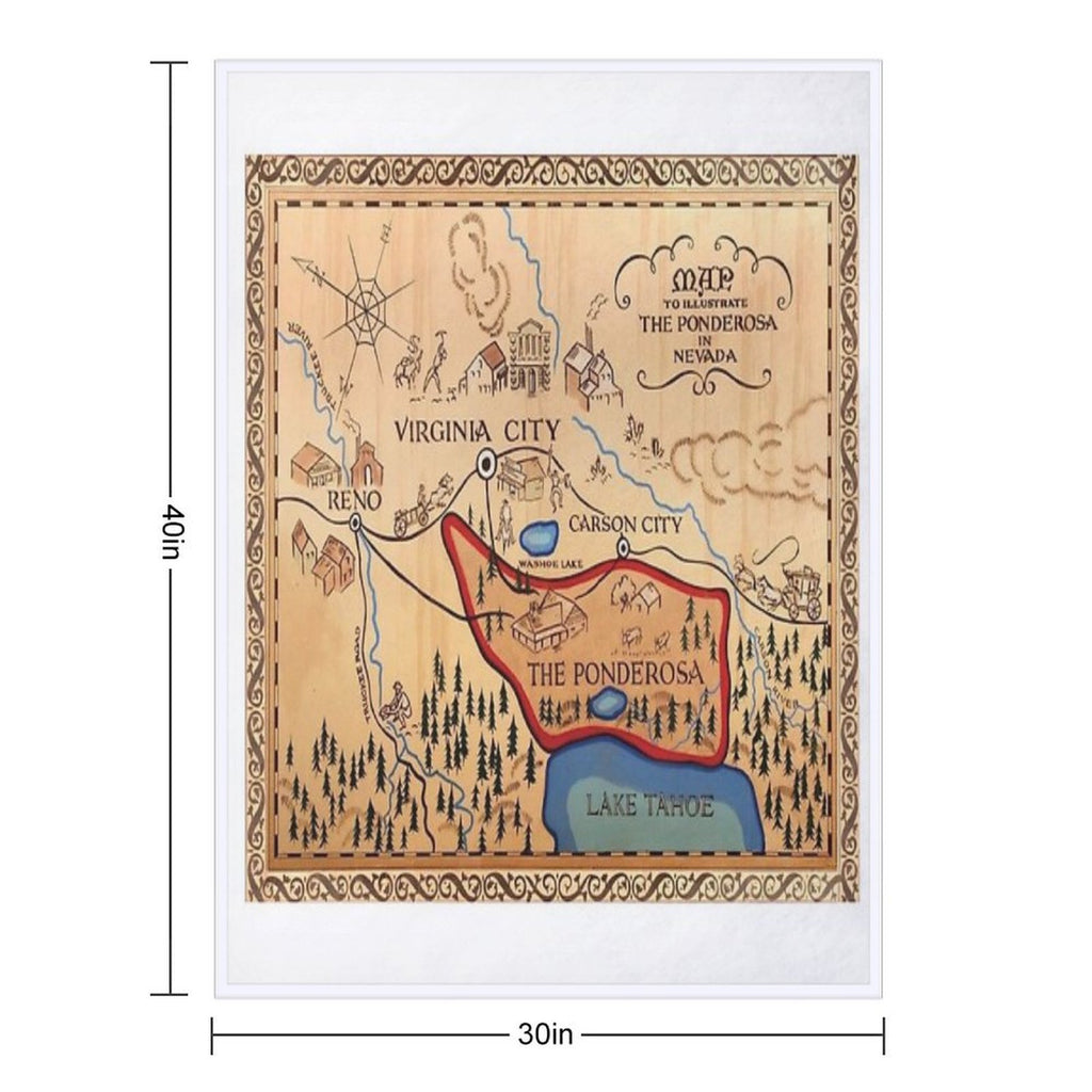 The Ponderosa Ranch Map Quick-dry Throw Blanket