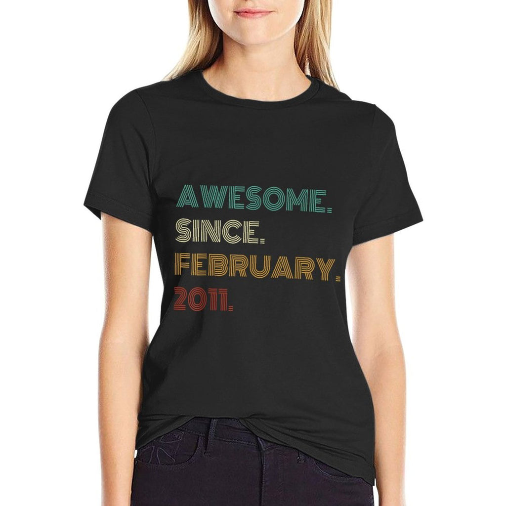14 Years Old Awesome Since February 2011 14th Birthday  Wrinkle-resistant T-Shirt