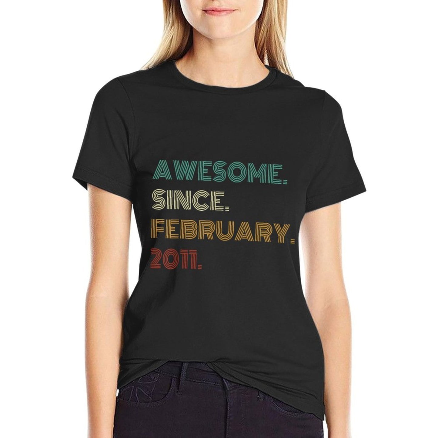 14 Years Old Awesome Since February 2011 14th Birthday  Wrinkle-resistant T-Shirt