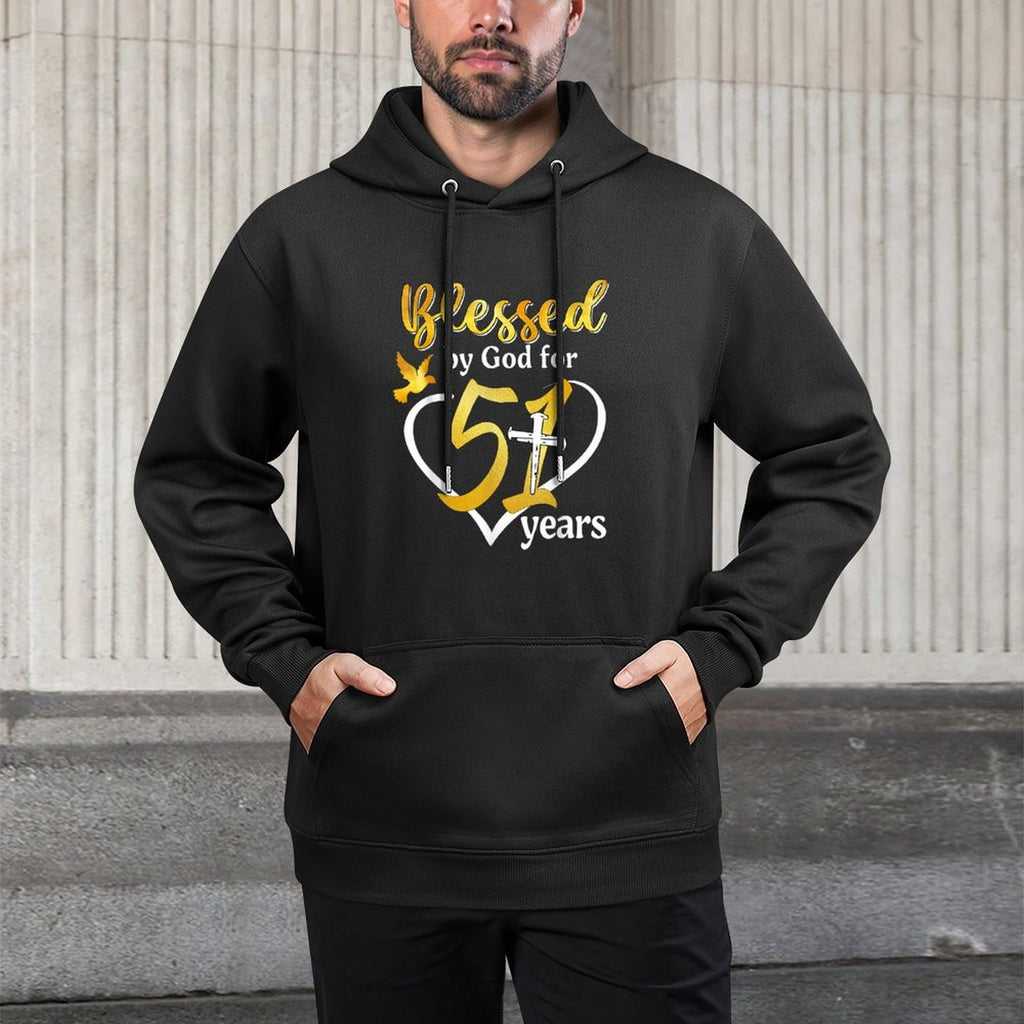 Blessed By God For 51 Years Old 51st Birthday Party Women Colorfast Hoodie