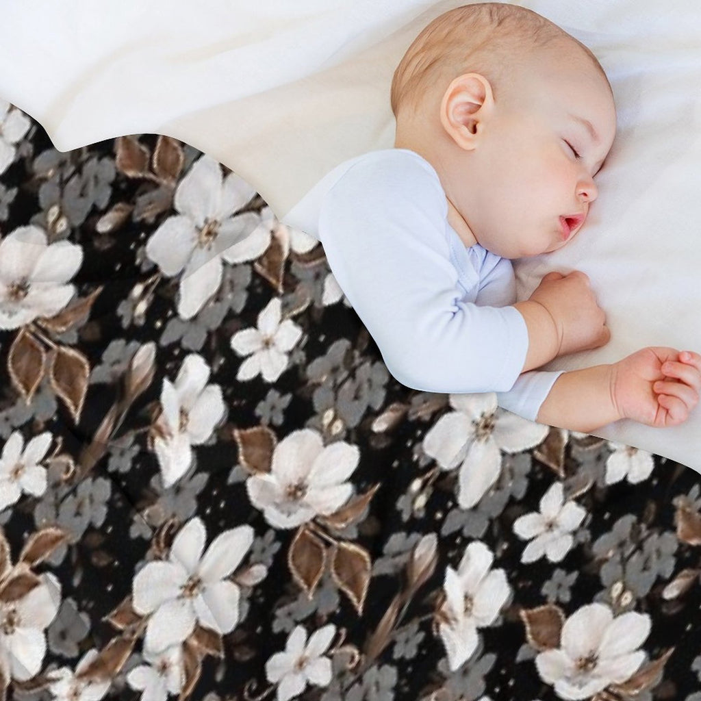 Apple Flowers. Decorative Floral Pattern Sustainable Throw Blanket