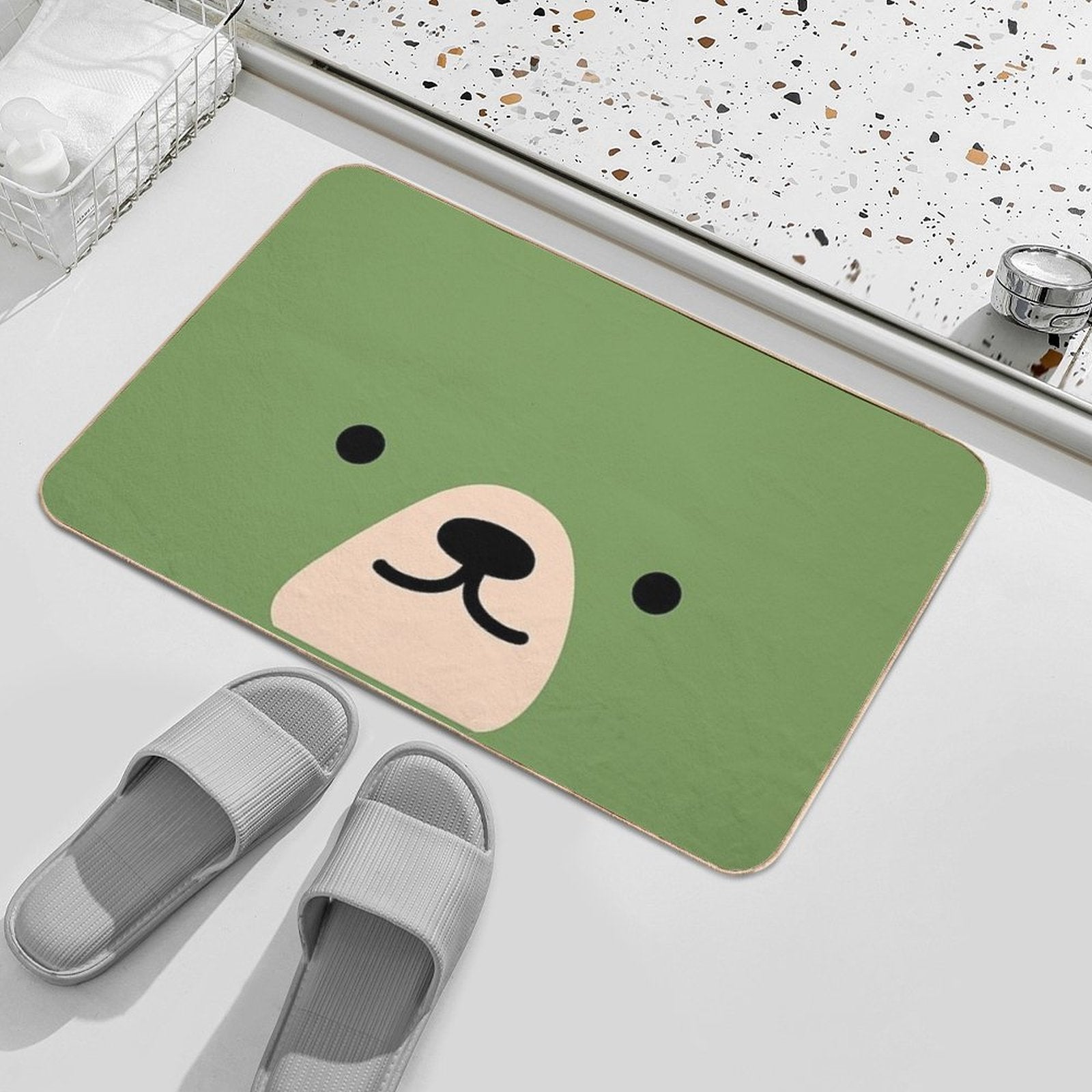 Cute Green Bear Face  Multi-Purpose Bath Mat