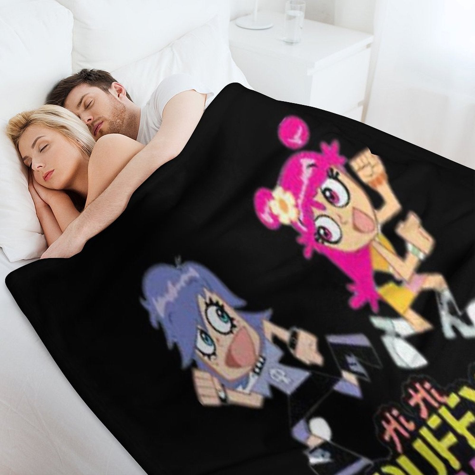 Hi Hi Puffy AmiYumi  - Hi!hi! Puffy Amiyumi   - AmiYumi Show! Drawstring Travel-friendly Throw Blanket