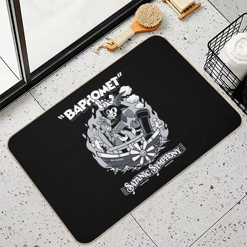 Vintage Cartoon Baphomet - Steamboat Baphy - Occult - Satanic Symphony  Fade-Resistant Bath Mat
