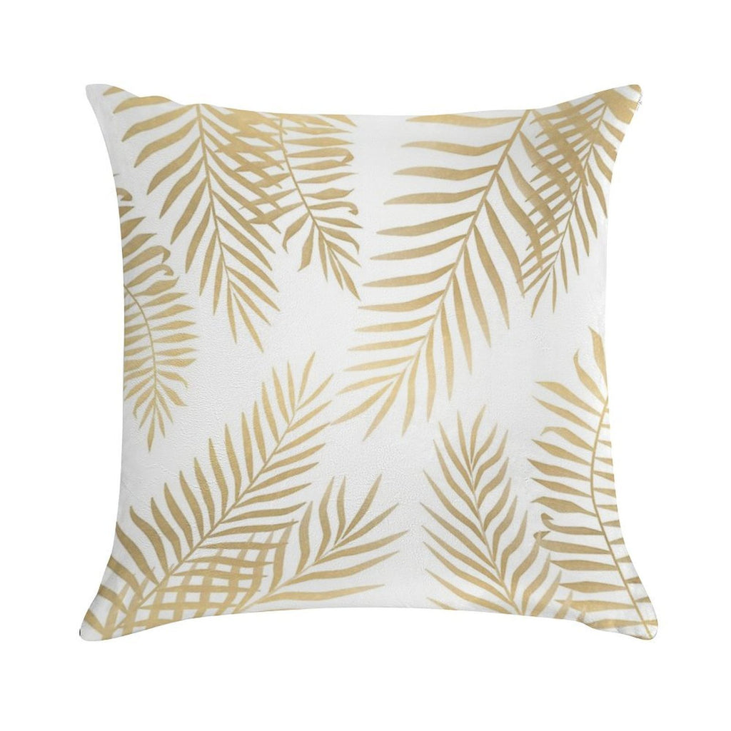 Gold Palm Leaves Soft Anti-Pilling Throw Pillow