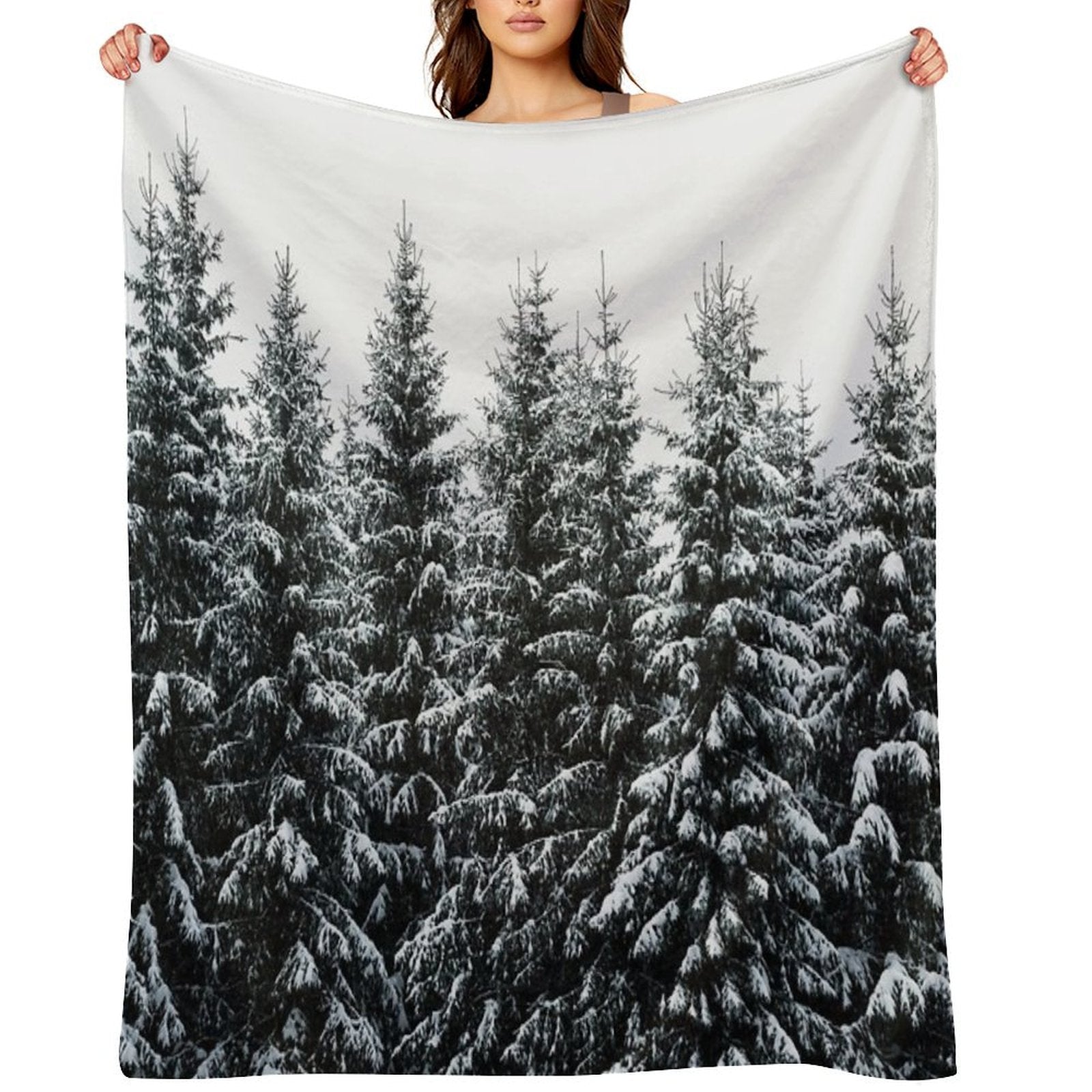 The White Bunch  Misty Moody Foggy Milky Winter Wonderland Forest With Cascadia Trees Covered In Magic Fog Comfort Throw Blanket