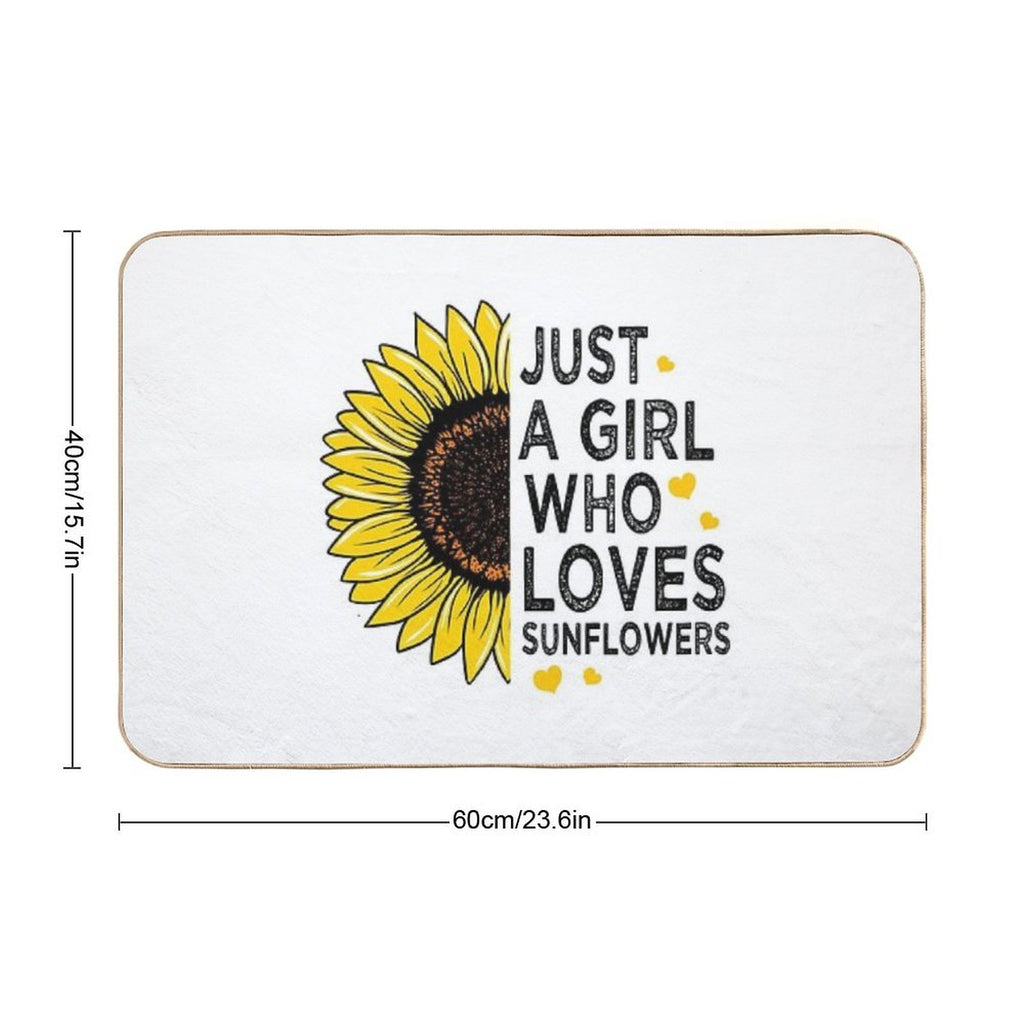 Just A Girl Who Loves Sunflowers  Dirt-Trapping Bath Mat
