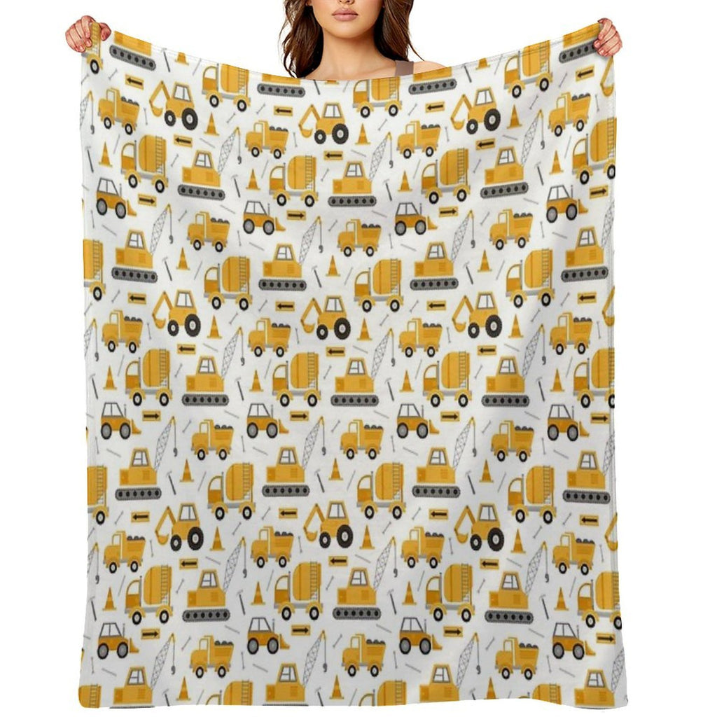 Construction Trucks Sustainable Throw Blanket