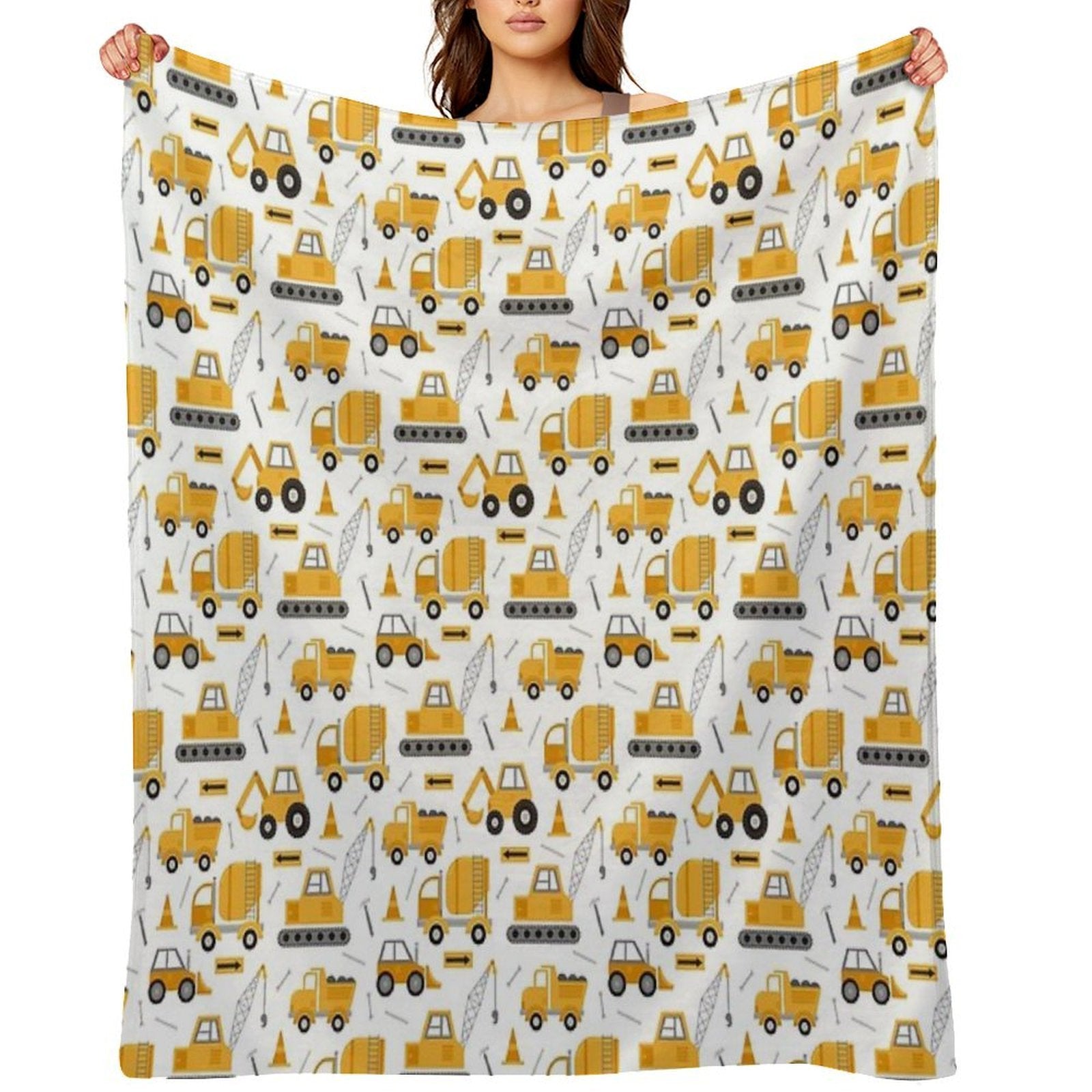 Construction Trucks Sustainable Throw Blanket