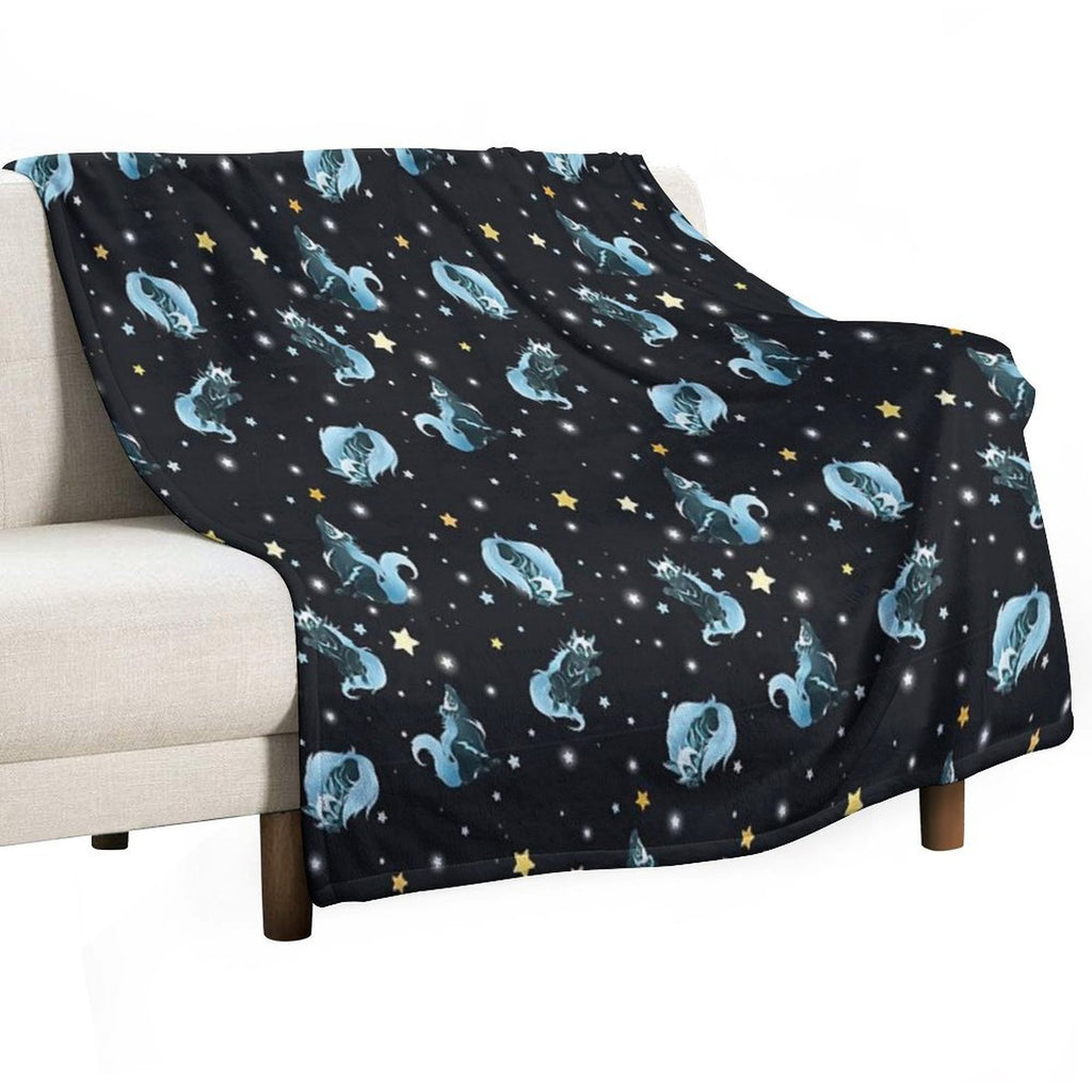 Cosmic Wolf Shrink-resistant Throw Blanket