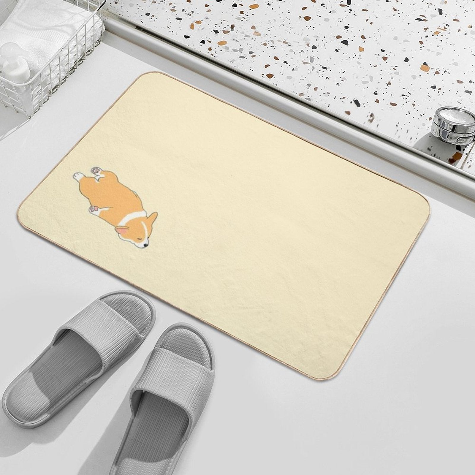 Cute Sploot Sleeping Corgi  Anti-Trip Bath Mat