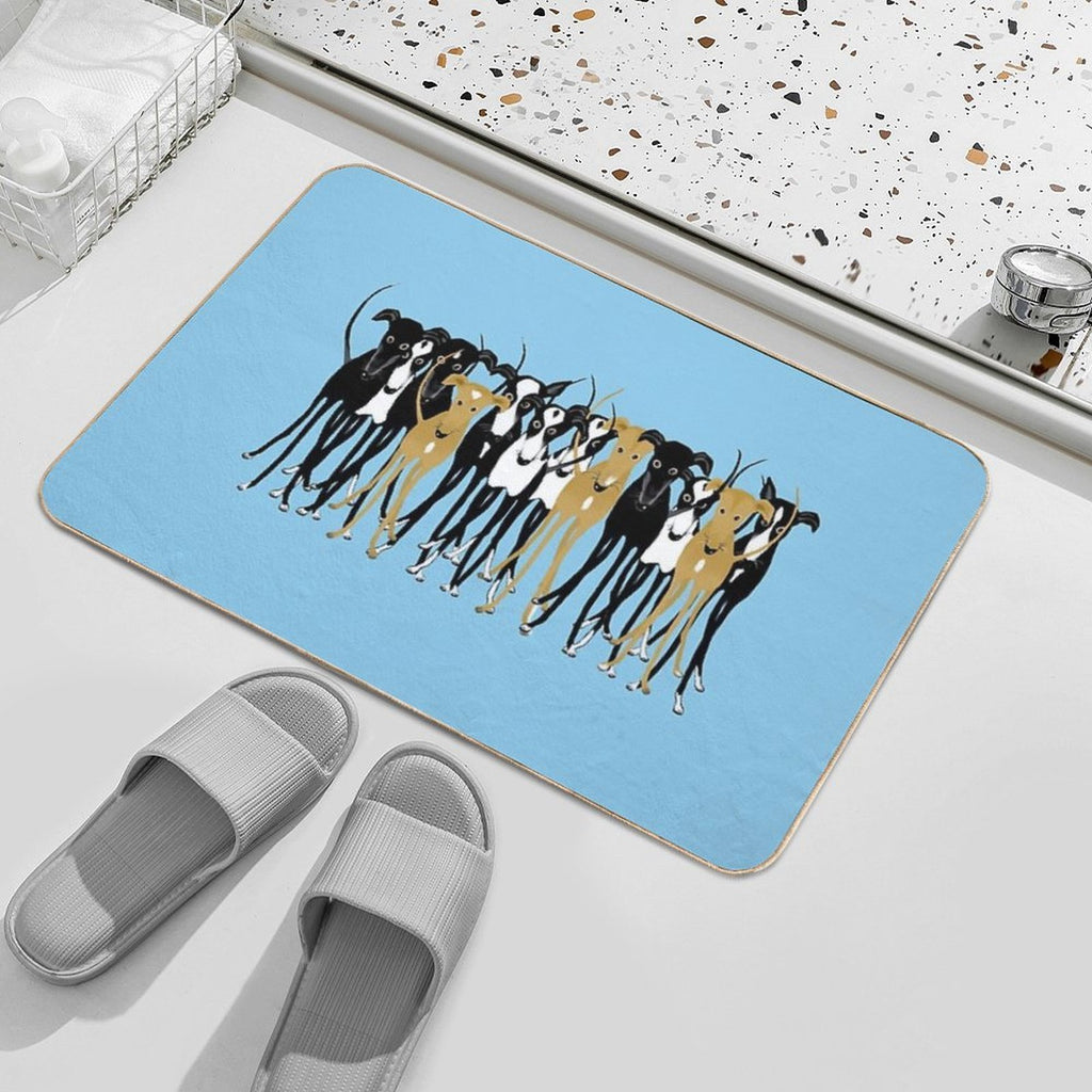 Greyhound Gathering  Repositionable Bath Mat