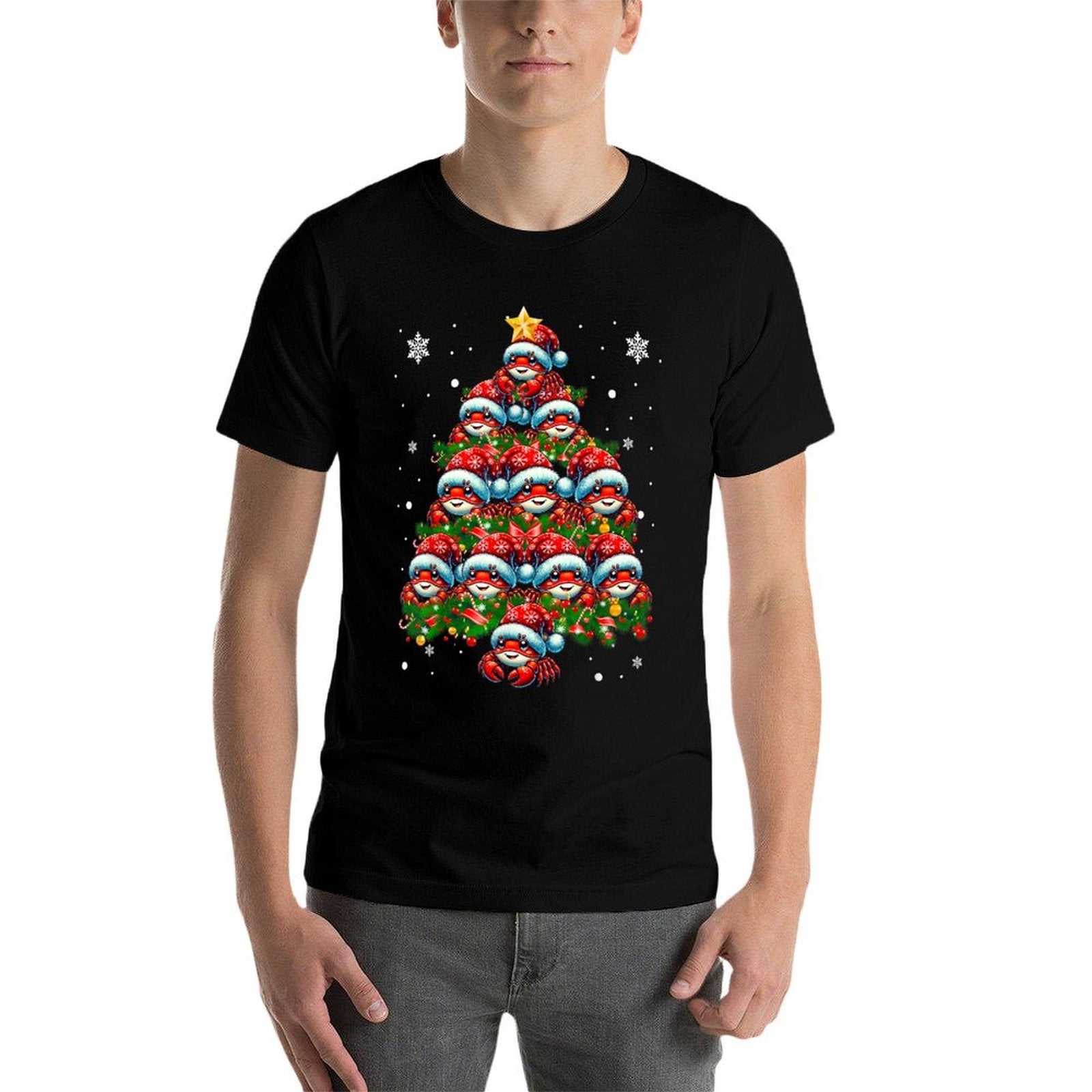 Crab Lighting Xmas Holiday Santa Crab Christmas Tree  Breathable T-Shirt