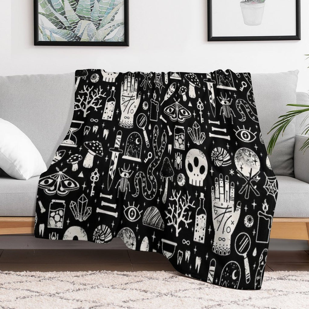 Curiosities Bone Black Easy Care Throw Blanket